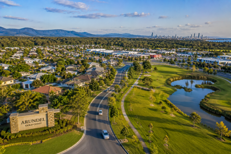 Aerial view of Arundel, Gold Coast.